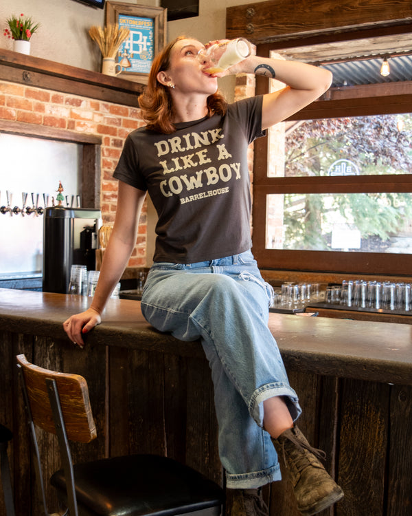 Womens - Drink Like A Cowboy Tee - Black